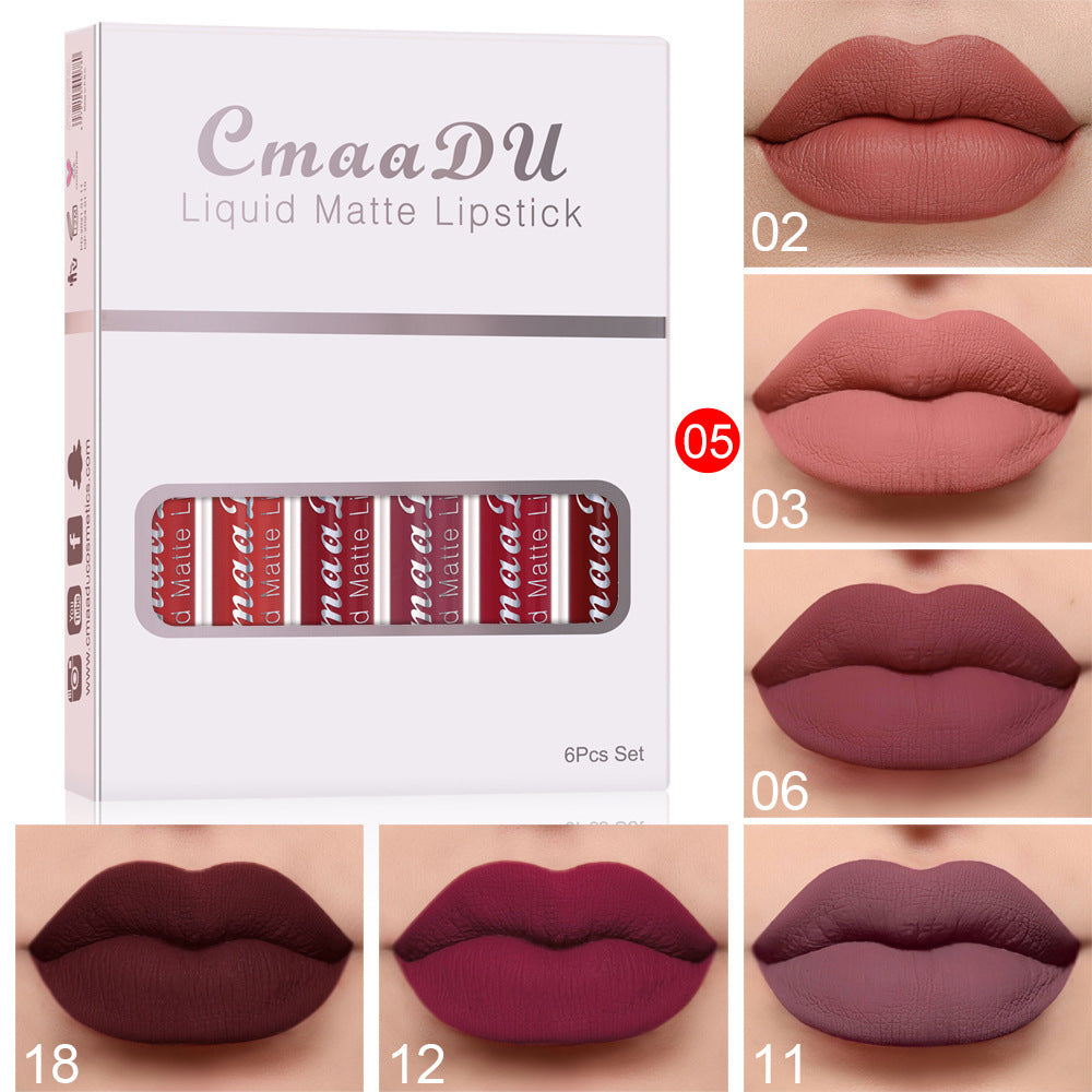 Lot de 6 Rouges à Lèvres Mat – Anti-Transfert, Waterproof & Longue Tenue