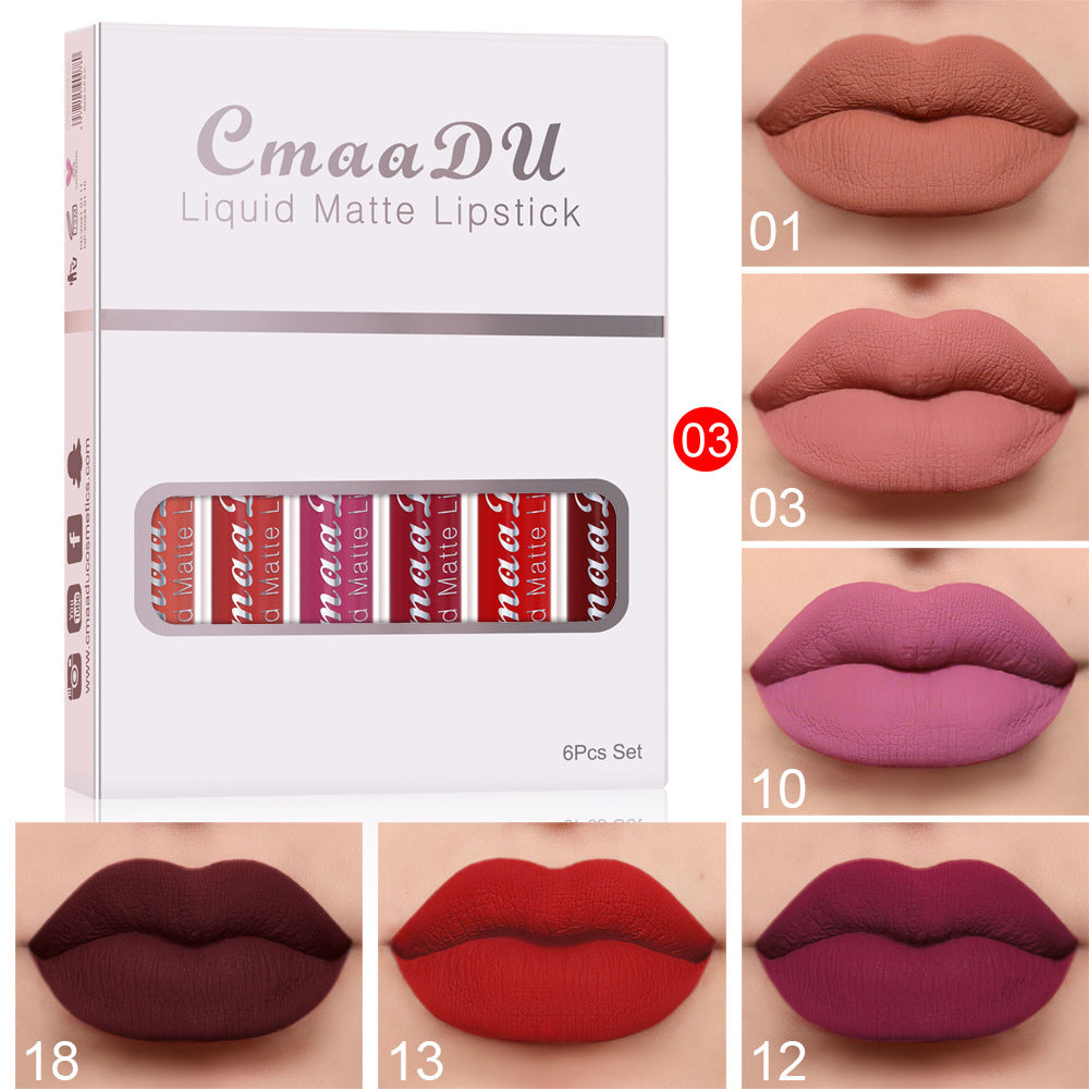 Lot de 6 Rouges à Lèvres Mat – Anti-Transfert, Waterproof & Longue Tenue