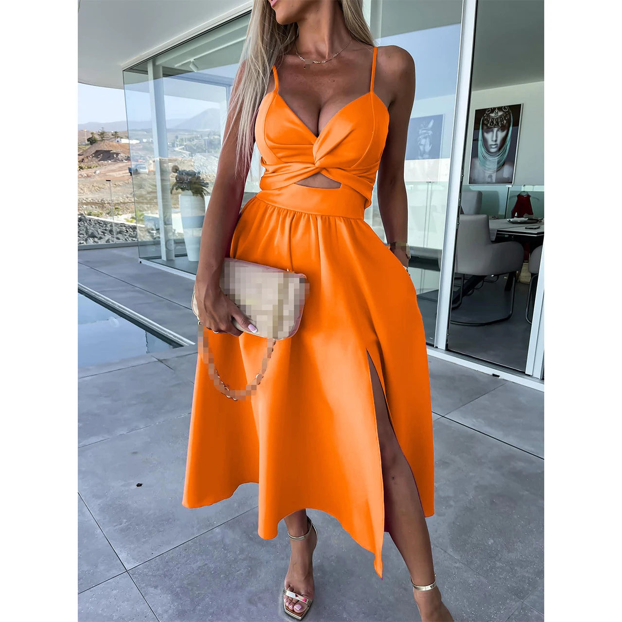 Robe d’Été à Bretelles Col V – Élégance Fluide & Style Corset Décontracté