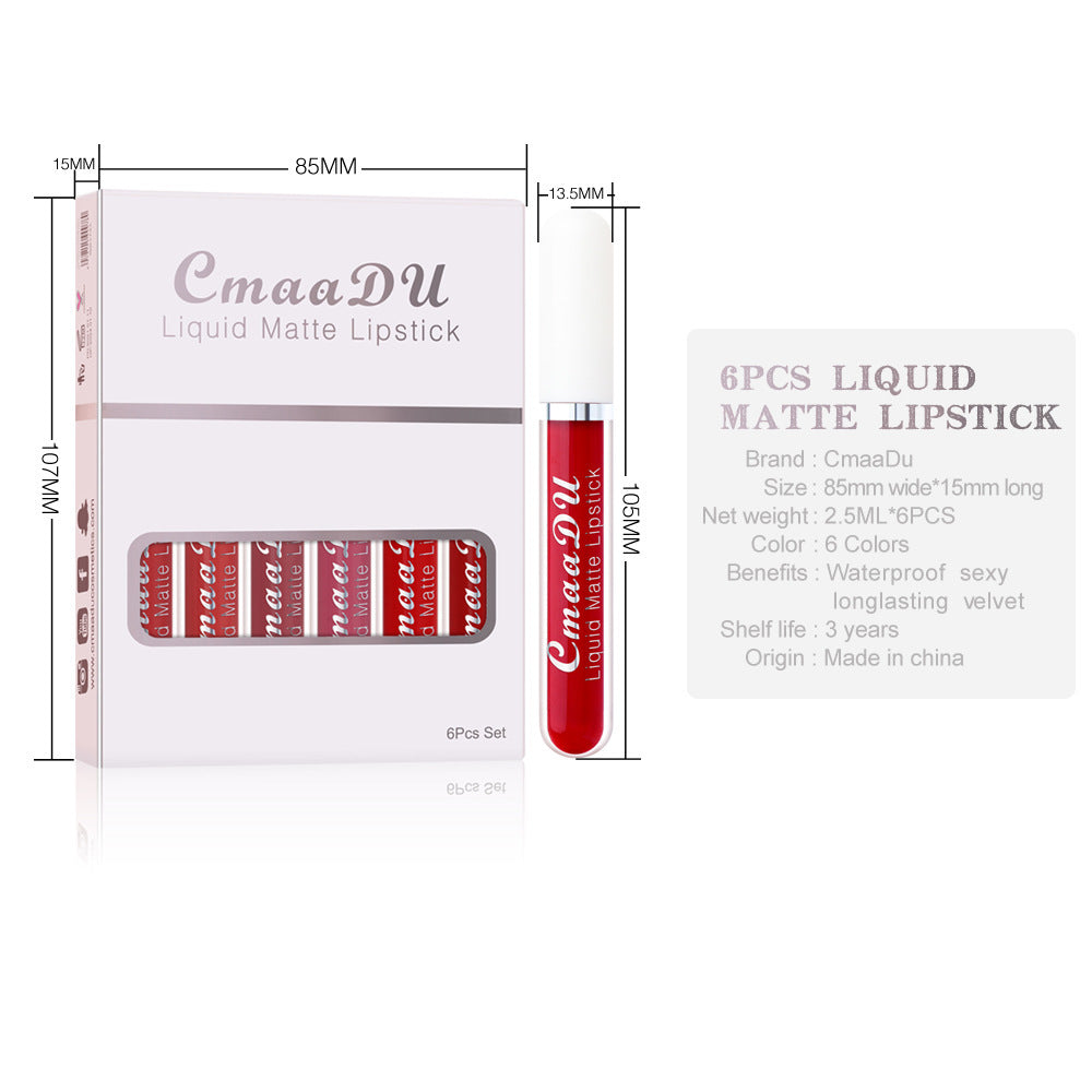 Lot de 6 Rouges à Lèvres Mat – Anti-Transfert, Waterproof & Longue Tenue