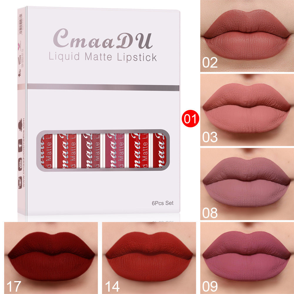 Lot de 6 Rouges à Lèvres Mat – Anti-Transfert, Waterproof & Longue Tenue