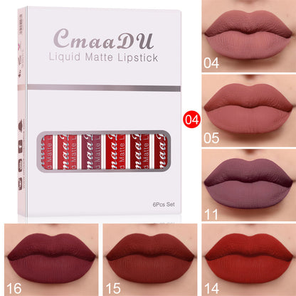 Lot de 6 Rouges à Lèvres Mat – Anti-Transfert, Waterproof & Longue Tenue