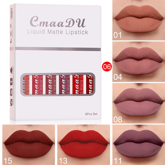 Lot de 6 Rouges à Lèvres Mat – Anti-Transfert, Waterproof & Longue Tenue